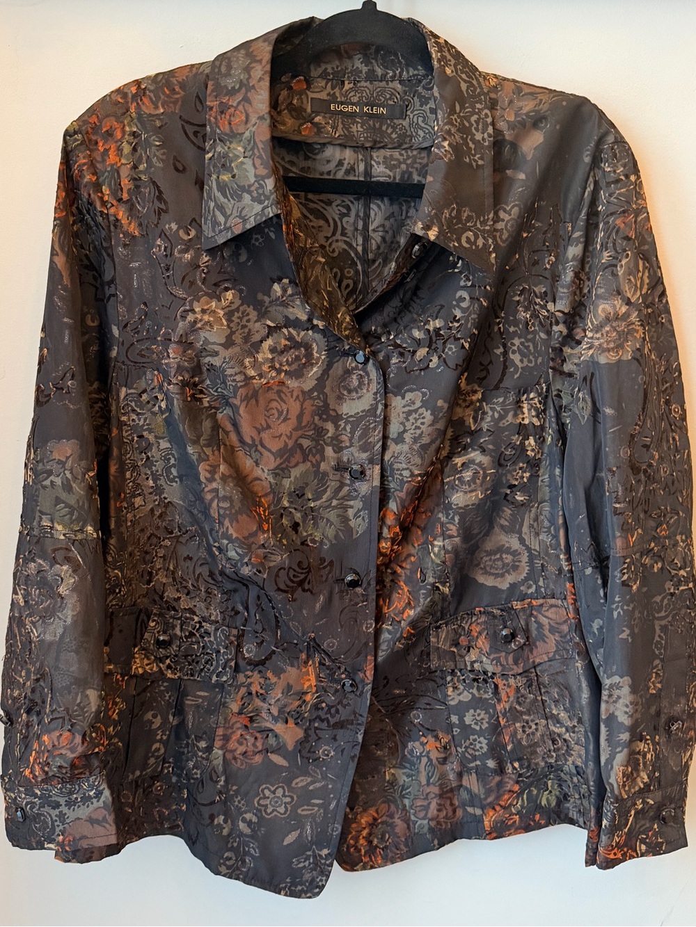 Eugen Klein Floral Tapestry Structured Shirt Jacket • 90s Dark Academia Vintage